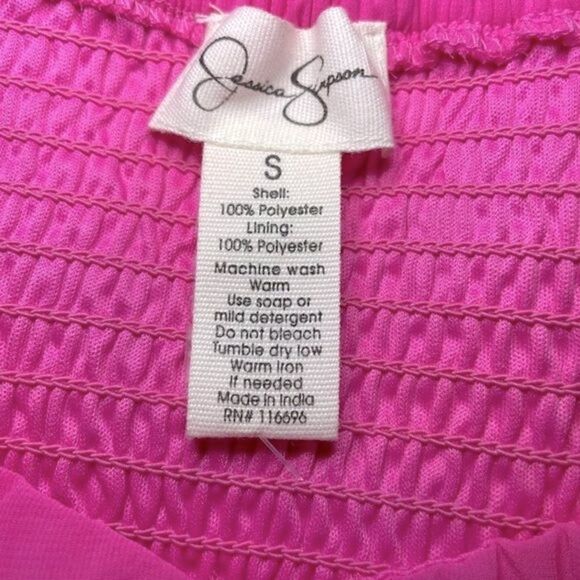 Jessica Simpson Hot Pink Puff-Sleeve Mini Dress NWT | Fall Date-Night Ready | Si - Picture 9 of 11